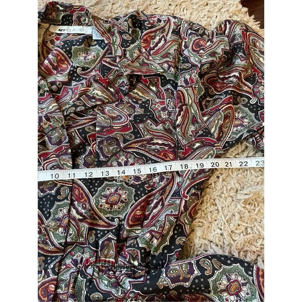 Vintage 80s work wear career boho shirt dress midi length size‎ 8